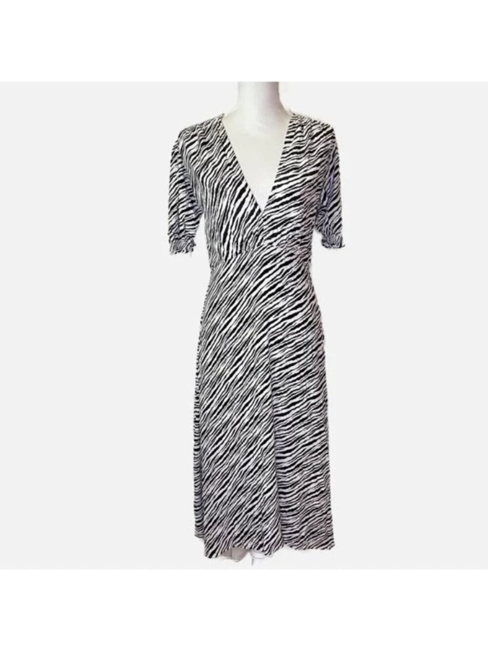 Faithfull The Brand Marie Louise Midi Zebra Print Dress - Picture 2 of 6